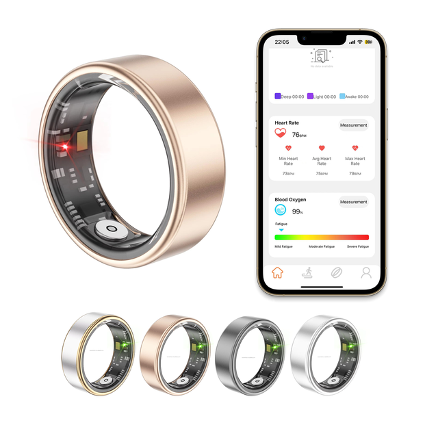 SR06 Smart IP68 Waterproof Sports Ring for Men and Women Finger Heart Rate & Blood Oxygen Monitor App Controlled Sleep Tracker