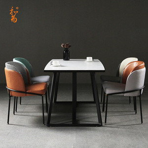 Sedie da pranzo in stile nordico moderno e minimalista in pelle <span class=keywords><strong>Noir</strong></span>, sedie da pranzo di lusso, - Product Image 5