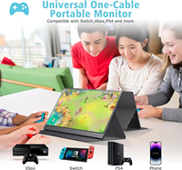 Moniteur portable de 15,6 pouces avec écran FHD 1080P USB-C, haut-parleur intégré et étui en cuir pour ordinateur portable PC MacBook Phone PS4