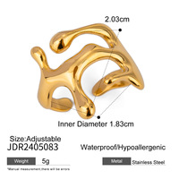 Bague ouverte ajustable en acier inoxydable Gaovo pour femmes, motif abstrait entrelacé, étanche, hypoallergénique, bijoux géométriques tendance