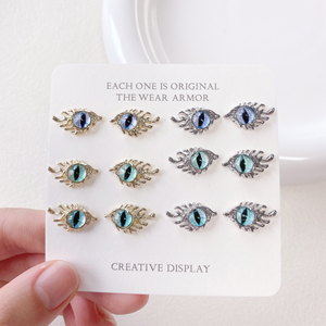 20 Pièces/sac Décoration d'ongles en alliage métallique 3D, style Œil <span class=keywords><strong>du</strong></span> <span class=keywords><strong>Diable</strong></span> vertical, cool et unique, or et argent, avec cristal et zircon - Product Image 3