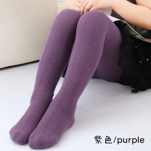 2023 automne hiver doux chaud solide couleurs bonbon sans couture écolière bas pieds enfants bébé tricot collants côtelés - Product Image 5