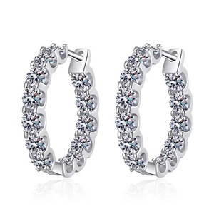 Indian Manufactured Moissanite Diamond <b>Earrings</b> <b>Fine</b> Jewelry with Excellent Brilliance for Women Wedding Party At Best Price - Product Image 4