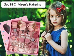 18 unids/caja Niños Accesorios para el cabello horquillas pasadores bebé tela lazo flor sombreros pinzas para el cabello niñas tocado - Product Image 5
