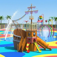 Toboggan aquatique commercial en fibre de verre en forme de bateau pirate, équipement de jeu aquatique extérieur personnalisé pour enfants