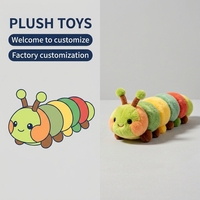 Peluche longue en forme de chenille, jouet en peluche mignon et moelleux avec logo brodé, idéal pour les enfants, vente en gros directe usine