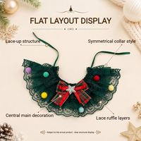 Collier de Noël pour animaux de compagnie, vert, avec dentelle, bandana, pompon, nœud écossais, réglable, pour chat, chaton, petit chiot, collier de Noël pour chien