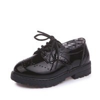 Chaussures Oxford Richelieu en cuir verni pour enfants, à lacets, habillées et formelles, avec semelle antidérapante, personnalisables OEM ODM