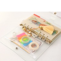 Fabricant en gros classeur à feuilles mobiles en PVC souple transparent de taille A6 avec couverture à 6 anneaux et bouton pression de style spirale