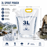 Échantillon Gratuit – Sacs Doypack à Bec Verseur Imprimés, Qualité Alimentaire, Robustes, avec Bouchon Flip-Top, à Large Ouverture, Sans Odeur, pour Eau et Shampooing 3L