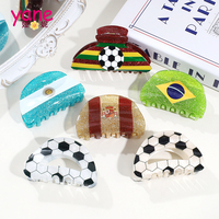 Pince à cheveux en acrylique unisexe motif drapeau de football pour la cheerleading – Accessoire de mode