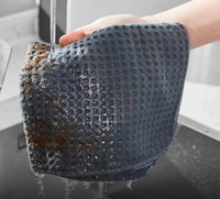 Fabrication sur mesure en microfibre de haute qualité, étiquette de lavage gaufré, chiffon de nettoyage de vaisselle de table suspendu pour la cuisine