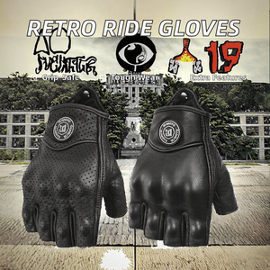 Guantes de Motocicleta Retro de Verano, Negros, de Cuero Perforado, Medios Dedos, para Hombre y Mujer, Motocross, Sin Dedos, Casuales, para Exteriores - Product Image 2