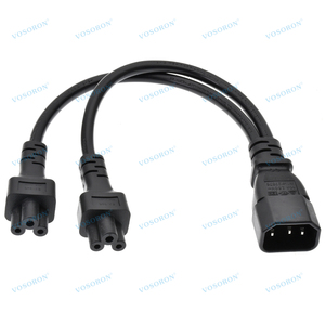 C14 để 2xc5 Splitter điện cắm ngắn dây, đơn IEC 320 C14 Nam để kép C5 Nữ Y Splitter Adapter Dây cáp 1ft - Product Image 2