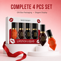 En stock – Lot de 4 rouges à lèvres hydratants longue tenue – Prix de gros – Fourniture en vrac – Maquillage des lèvres OEM ODM – Rouge à lèvres liquide