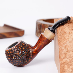 Muxiang Tobacco Pipe Bent Type 9mm Filter Solid Wood For Men - Product Image 2