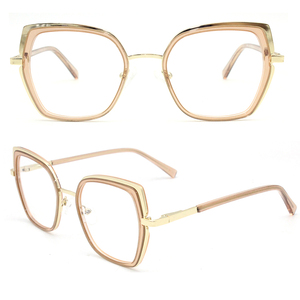 <span class=keywords><strong>AM003</strong></span> Lunettes de vue mode pour femmes Offre Spéciale Monture optique en métal acétate rose or bleu massif Face diamantée Stock prêt pour la lecture - Product Image 5