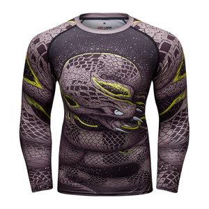 เสื้อรัดกล้ามเนื้อแขนยาวสำหรับผู้ชาย COOYLUNDIN สำหรับ MMA BJJ พิมพ์ลายแบบ Heat-Transfer สีสันตามสั่ง น้ำหนัก 220 กรัม แห้งเร็ว ไร้ตะเข็บ สำหรับเล่นกีฬา - Product Image 2