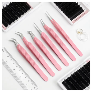 Wholesale Fiber Grip Lash Tweezers Professional Eyelash Extension Tweezer Slim Pointed Tip 45 Degree <b>Precision</b> <b>Tool</b> for Volume - Product Image 6