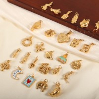Breloques DIY pour la fabrication de bijoux, en acier inoxydable plaqué or 18 carats PVD, étanches, motifs Voyage, Fêtes, Appareil photo, Hibou, Abeille, Oiseau, Lune, Amour