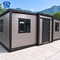 Maison conteneur 3 chambres avec cuisine et salle de bain, maisonnette préfabriquée modulaire moderne portable à double aile pour projets de camping