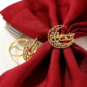 Nouveau <span class=keywords><strong>Ramadan</strong></span> lune rond de serviette or métal diamants boucles de serviette pour la décoration du <span class=keywords><strong>Ramadan</strong></span> - Product Image 2