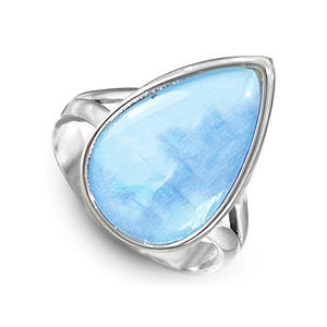 Anello A077 con Acquamarina a Goccia, Pietra Naturale con Incastonatura a Castone, Anelli Unisex alla Moda, Gioielli Regalo - Product Image 2