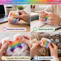 Cube de cire craquelable arc-en-ciel, jouet sensoriel anti-stress souple avec noyau en TPR