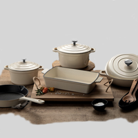 Bright Houseware Klasik Dökme Demir Emaye Kaplı 8 Parça Fırın Güvenli Tencere Seti