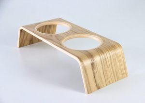 Soporte Elevado para Comedero de Mascotas de Madera de Roble y Nogal, Comedero Arqueado con Doble Tazón de Acero Inoxidable, Grabado Personalizado, OEM Vietnam - Product Image 3