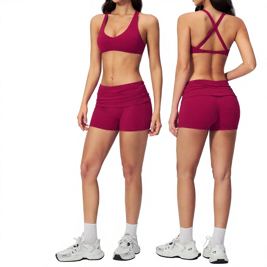 Women Cross Back Yoga Set High Waist Quick Dry Workout Fitness Activewear Outdoor Gym Set