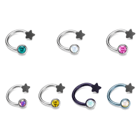 HGC Fashion ASTM F136 Titane Horseshoe AB Sheet CBR Anneau et clou de nez à filetage interne, Bijoux de piercing corporel, Barre courbée