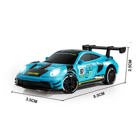 Voiture de drift RC miniature à l'échelle 1:64 avec carrosserie en alliage moulé sous pression, 2,4 GHz, 7 canaux, application et télécommande, lumières LED, jouet de course de poche