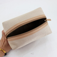 Pochette cosmétique réutilisable et lavable en coton, organiseur de maquillage avec logo personnalisé pour le rangement de cosmétiques et de produits de toilette