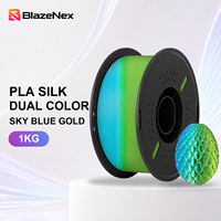 Filamen Printer 3D Display Models 1.75mm PLA Pro High-Toughness Dual Color Silk Biru Permukaan Mengkilap BlazeNex 1KG untuk Printer 3D