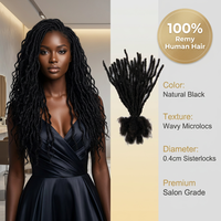 Extensions Microlocs 0,4 cm, 100 % Cheveux Humains Brésiliens Remy, 8 Pouces, Faits à la Main, Petites Interlocs, Sisterlocks Permanentes, Boucles Crépues