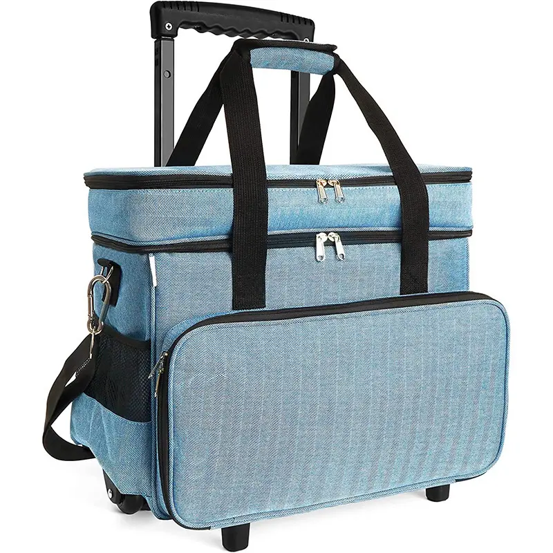 Cán Máy may túi lưu trữ với bánh xe 210D Oxford Nylon du lịch totebag xách tay không thấm nước trường hợp may công cụ xe đẩy Túi