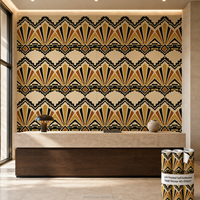 Papel Tapiz Geométrico Art Deco, Adhesivo Arquitectónico para Paredes de Vestíbulos de Hotel