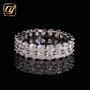 Anillo de eternidad completo con diamantes creados en laboratorio IGI, corte brillante redondo, engaste pavé, banda de boda apilable, joyería fina para mujer, venta al por mayor - Product Image 3