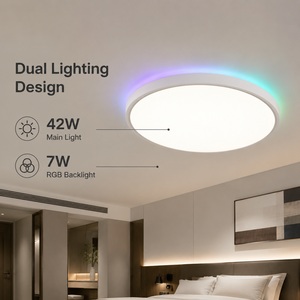 โคมไฟเพดาน LED ทรงกลมทันสมัย พร้อมรีโมทคอนโทรล  ติดตั้งบนพื้นผิวอะคริลิค สำหรับห้องนอน ห้องนั่งเล่น ขนาด 50 ซม. 42 วัตต์ 7 วัตต์ 3000K 6000K - Product Image 2