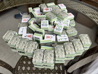 Tuiles de Mahjong Américain en Acrylique Transparent de Haute Qualité à 4 Couches, Impression Bambou, Vert Olive, Ensemble de Mahjong Américain Portable