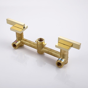 Vòi Nước Bồn Rửa Phòng Tắm Gắn Tường Vòi Thác Nước Màu Vàng Kim Chải Vòi Nước Phòng Tắm Vòi Trộn Bồn Rửa <span class=keywords><strong>2</strong></span> Tay Cầm - Product Image 4