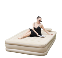 Matelas Gonflable Portable Pliable Double/Simple en Mousse Rafraîchissante avec Pompe Intégrée pour Extérieur, Hôtel, Entrepôt