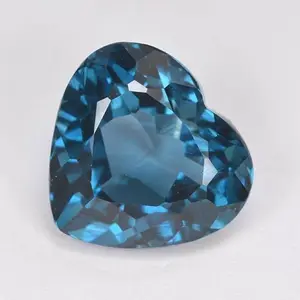 Topaz azul Londres natural com corte de coração 13 mm "Preço de fábrica por atacado Pedra preciosa solta facetada de alta qualidade por quilate" IGI Certified