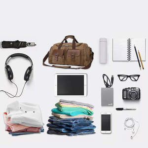 Custom Canvas Duffle Bag Oversized Genuine Leather Weekend Bags for <b>Men</b> and Women Travel Bag - Product Image 5