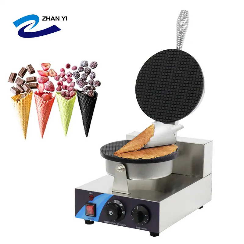 Zhanyi Elektrisch Commercieel Ijs Een Glace Automatische Mini Wafel Maken Wikkel Ei Roll Maker Ijsconus Machine