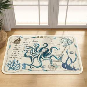 Alfombra de Baño con Diseño de Mapa Náutico de Tortugas, 40x60cm, 45x75cm, 50x80cm, 60x90cm, Antideslizante, de Secado Rápido y Absorbente - Product Image 3