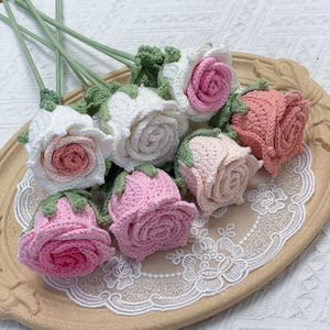 DREA - Rosa Artificial Hecha a Mano, Estilo Europeo, Rosa de Ganchillo Tailandesa, Decoración para el Hogar, Graduación, Navidad - Product Image 5