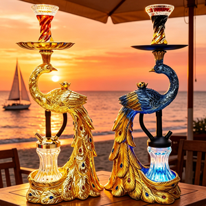Set de Shisha de Lujo al por Mayor con Diseño de Pavo Real, 56CM, con LED, de Resina, Estilo Árabe, Tipo Pluma, En Stock - Product Image 5