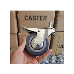 ZR M10 M12 Thread stem 50 65 75 100 125mm Grey Rubber PVC Screw Caster Wheel
